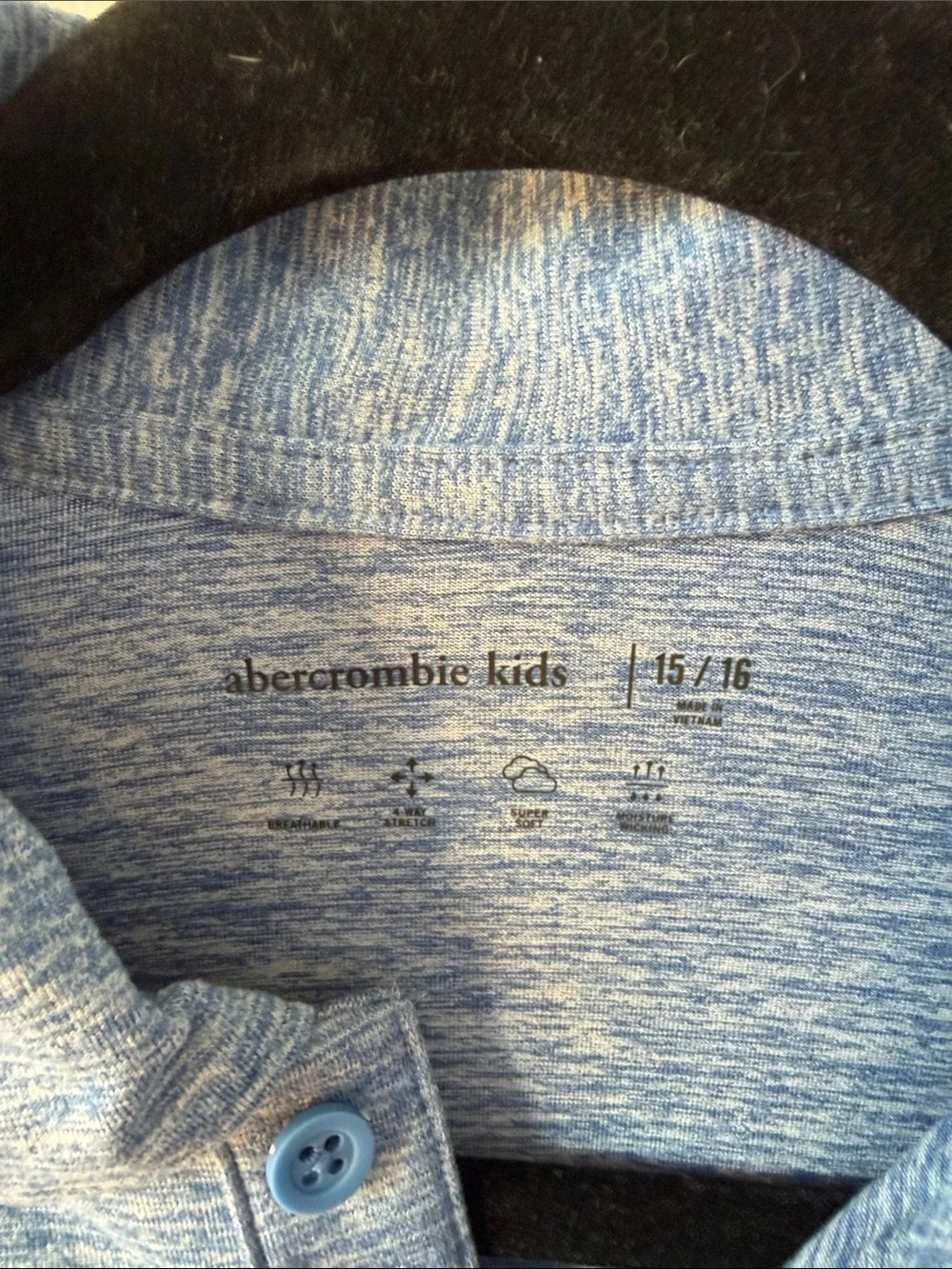 Abercrombie Kids Heathered Light Blue Polo NEW size 15/16